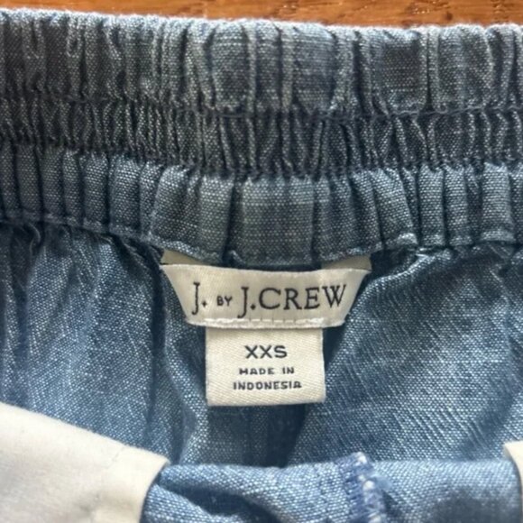 J. Crew Chambray Shorts Blue Scallop Pull On Pockets Denim Cotton Womens XXS - Picture 3 of 3